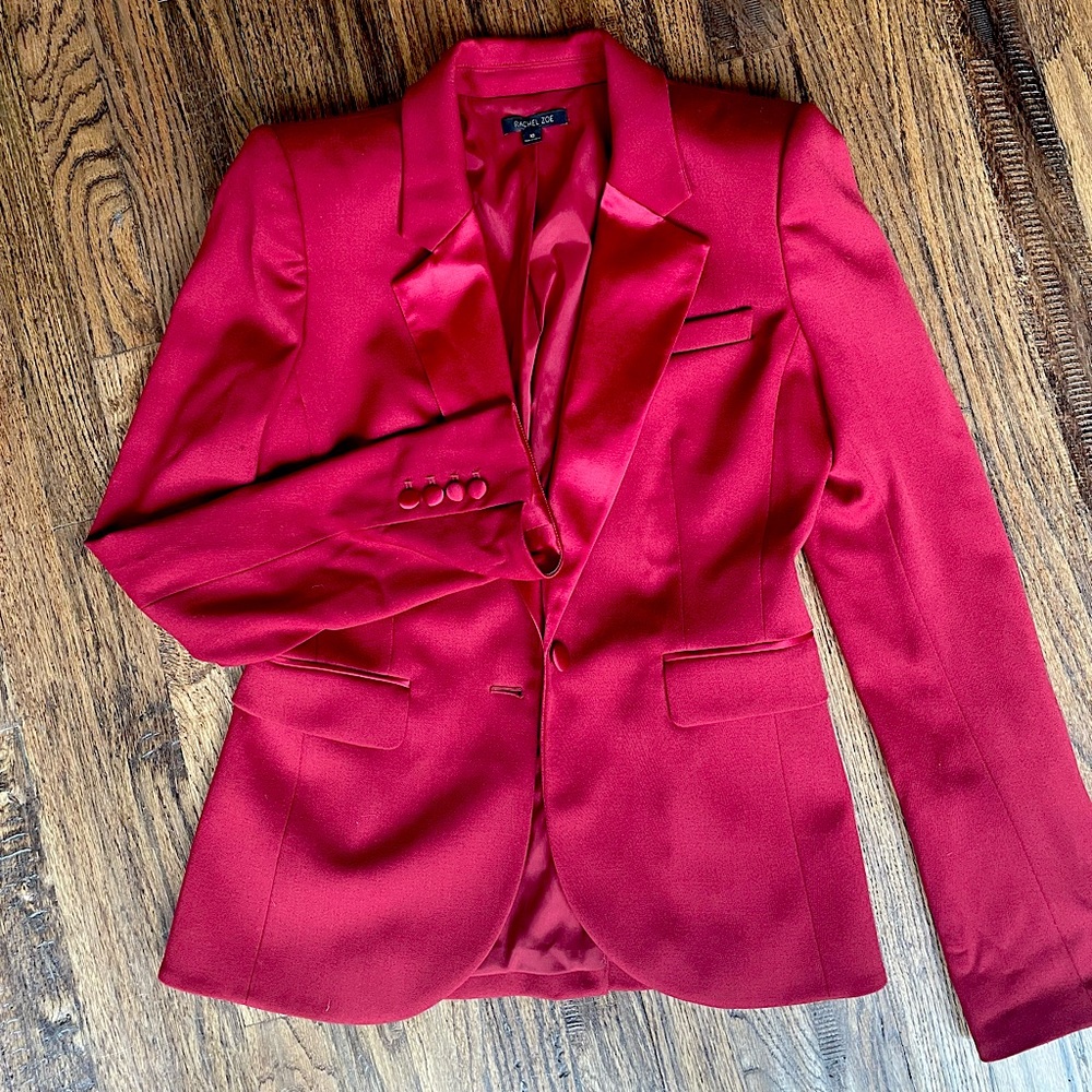 Rachel zoe red wool and satin blazer size 10 reposh